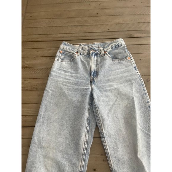 LEVI'S Raw Hem High Rise Loose Fit Straight Leg Dad Jeans - Size 24 - Picture 7 of 10